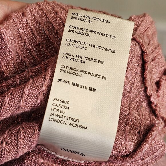 Maeve Anthropologie Pink Mauve Long Sleeve Mock Neck Textured Blouse Sz M - Picture 8 of 9